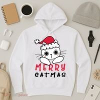 Merry Catrmas Cute Christmas Santa Kitty Xmas Hoodie thumb 3