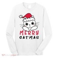 Merry Catrmas Cute Christmas Santa Kitty Xmas Long Sleeve Shirt thumb 0