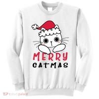 Merry Catrmas Cute Christmas Santa Kitty Xmas Sweatshirt thumb 0