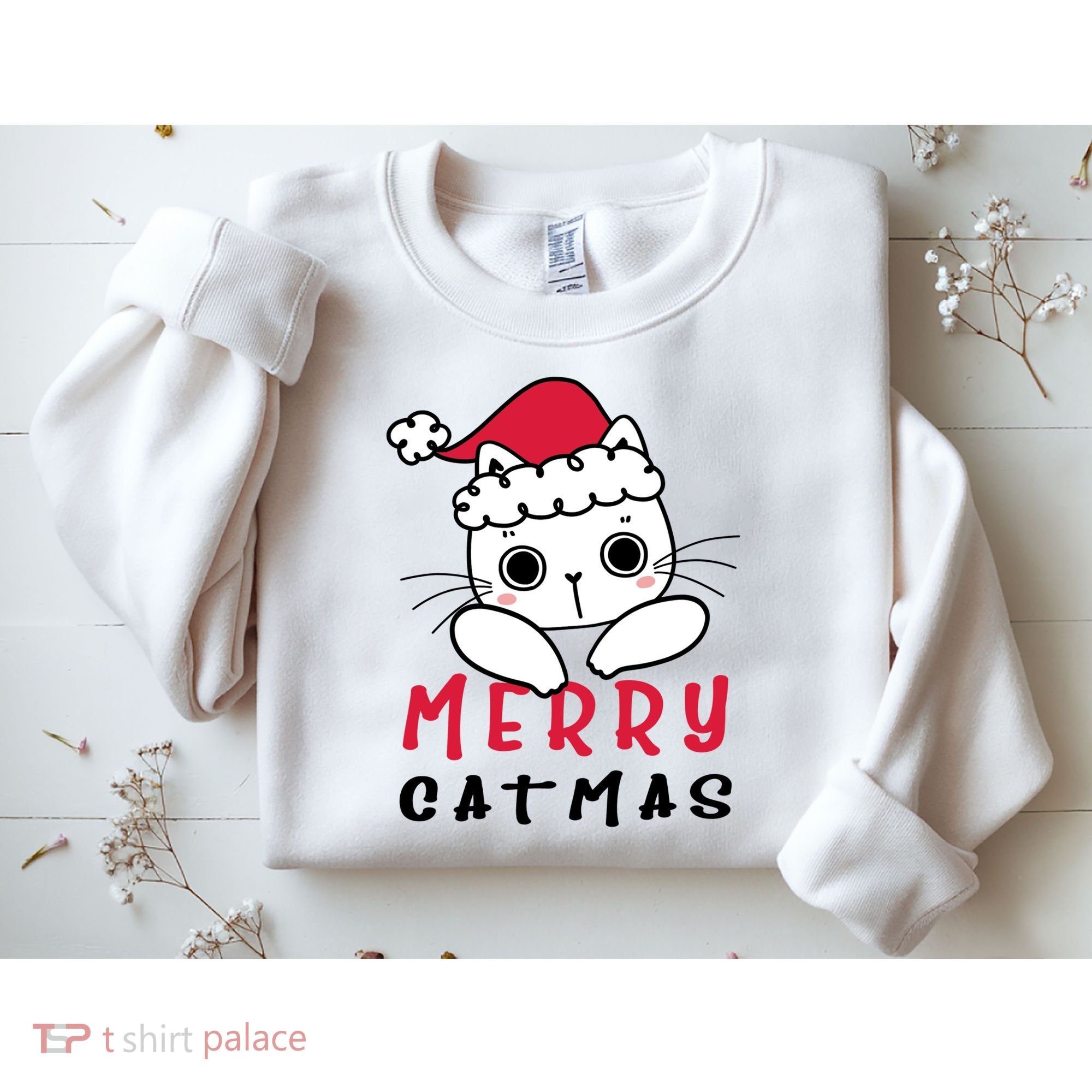 Merry Catrmas Cute Christmas Santa Kitty Xmas Sweatshirt