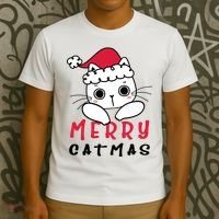 Merry Catrmas Cute Christmas Santa Kitty Xmas T-Shirt thumb 3