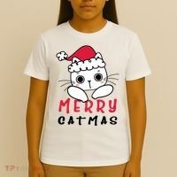 Merry Catrmas Cute Christmas Santa Kitty Xmas T-Shirt thumb 4