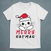 Merry Catrmas Cute Christmas Santa Kitty Xmas T-Shirt thumb 5