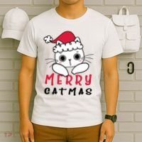 Merry Catrmas Cute Christmas Santa Kitty Xmas T-Shirt thumb 6