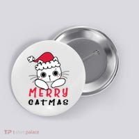 Merry Catrmas Cute Christmas Santa Kitty Xmas Button thumb 0