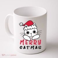 Merry Catrmas Cute Christmas Santa Kitty Xmas Coffee Mug thumb 0