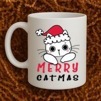 Merry Catrmas Cute Christmas Santa Kitty Xmas Coffee Mug thumb 2