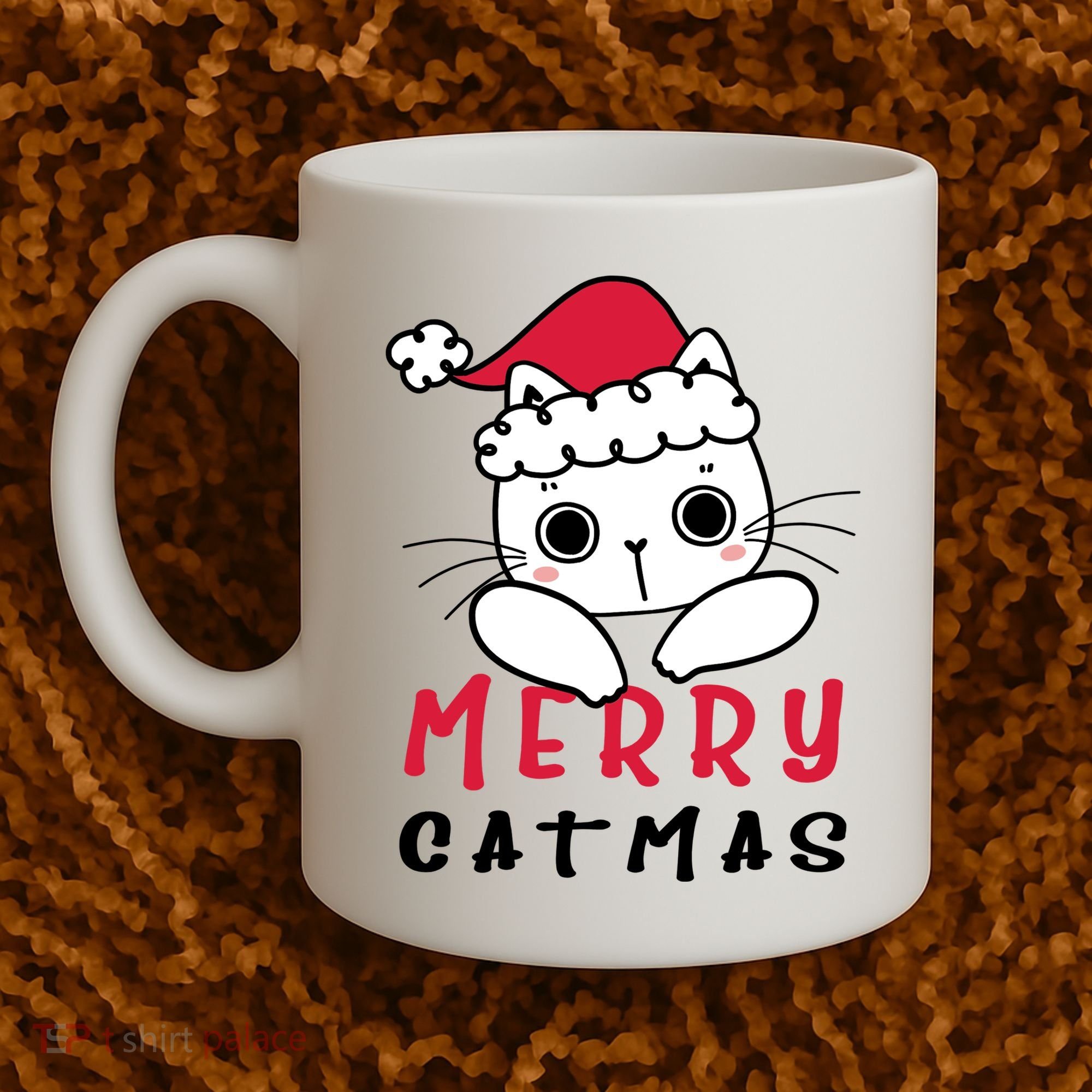 Merry Catrmas Cute Christmas Santa Kitty Xmas Coffee Mug