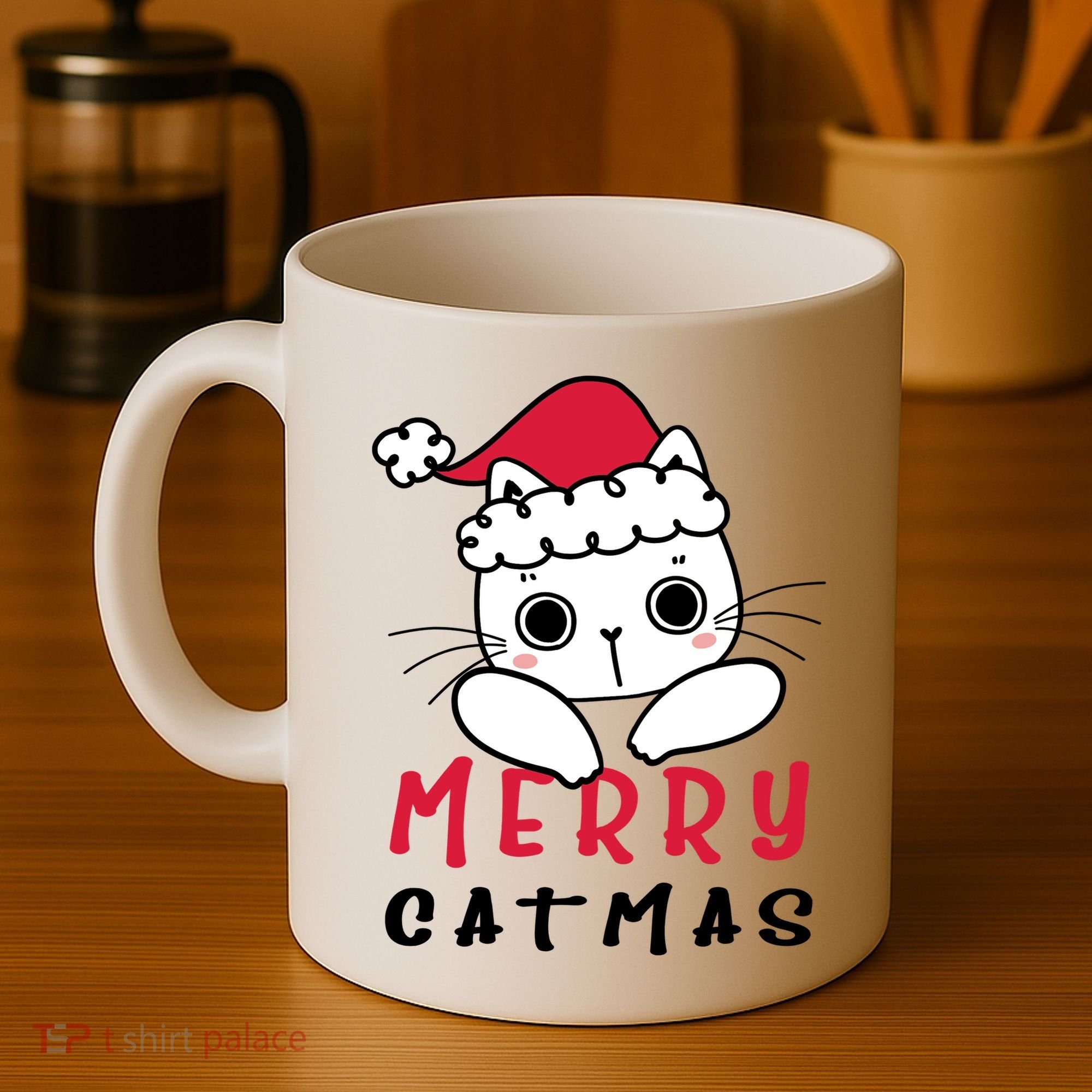Merry Catrmas Cute Christmas Santa Kitty Xmas Coffee Mug
