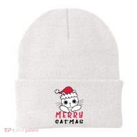 Merry Catrmas Cute Christmas Santa Kitty Xmas Beanie thumb 0