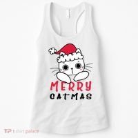 Merry Catrmas Cute Christmas Santa Kitty Xmas Women's Tank Top thumb 0