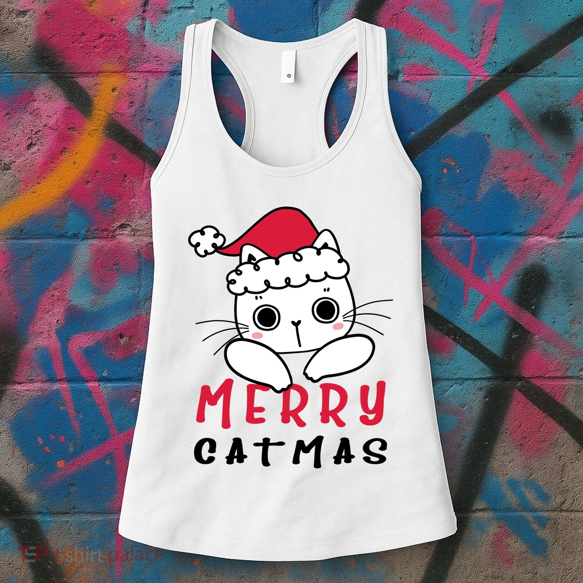 Merry Catrmas Cute Christmas Santa Kitty Xmas Women's Tank Top