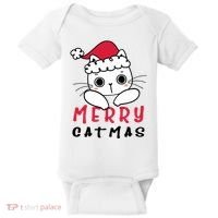 Merry Catrmas Cute Christmas Santa Kitty Xmas Baby Bodysuit thumb 0