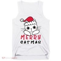 Merry Catrmas Cute Christmas Santa Kitty Xmas Tank Top thumb 0