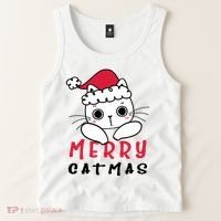 Merry Catrmas Cute Christmas Santa Kitty Xmas Tank Top thumb 2