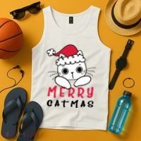 Merry Catrmas Cute Christmas Santa Kitty Xmas Tank Top thumb 4