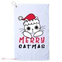 Merry Catrmas Cute Christmas Santa Kitty Xmas Golf Towel thumb 0