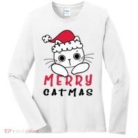 Merry Catrmas Cute Christmas Santa Kitty Xmas Women's Long Sleeve Shirt thumb 0