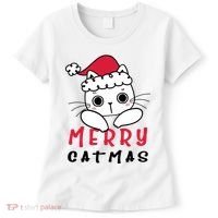 Merry Catrmas Cute Christmas Santa Kitty Xmas Women's T-Shirt thumb 0