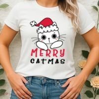 Merry Catrmas Cute Christmas Santa Kitty Xmas Women's T-Shirt thumb 2