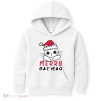 Merry Catrmas Cute Christmas Santa Kitty Xmas Kids Hoodie thumb 0