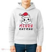 Merry Catrmas Cute Christmas Santa Kitty Xmas Kids Hoodie thumb 4