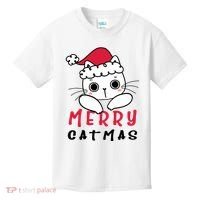 Merry Catrmas Cute Christmas Santa Kitty Xmas Kids T-Shirt thumb 0