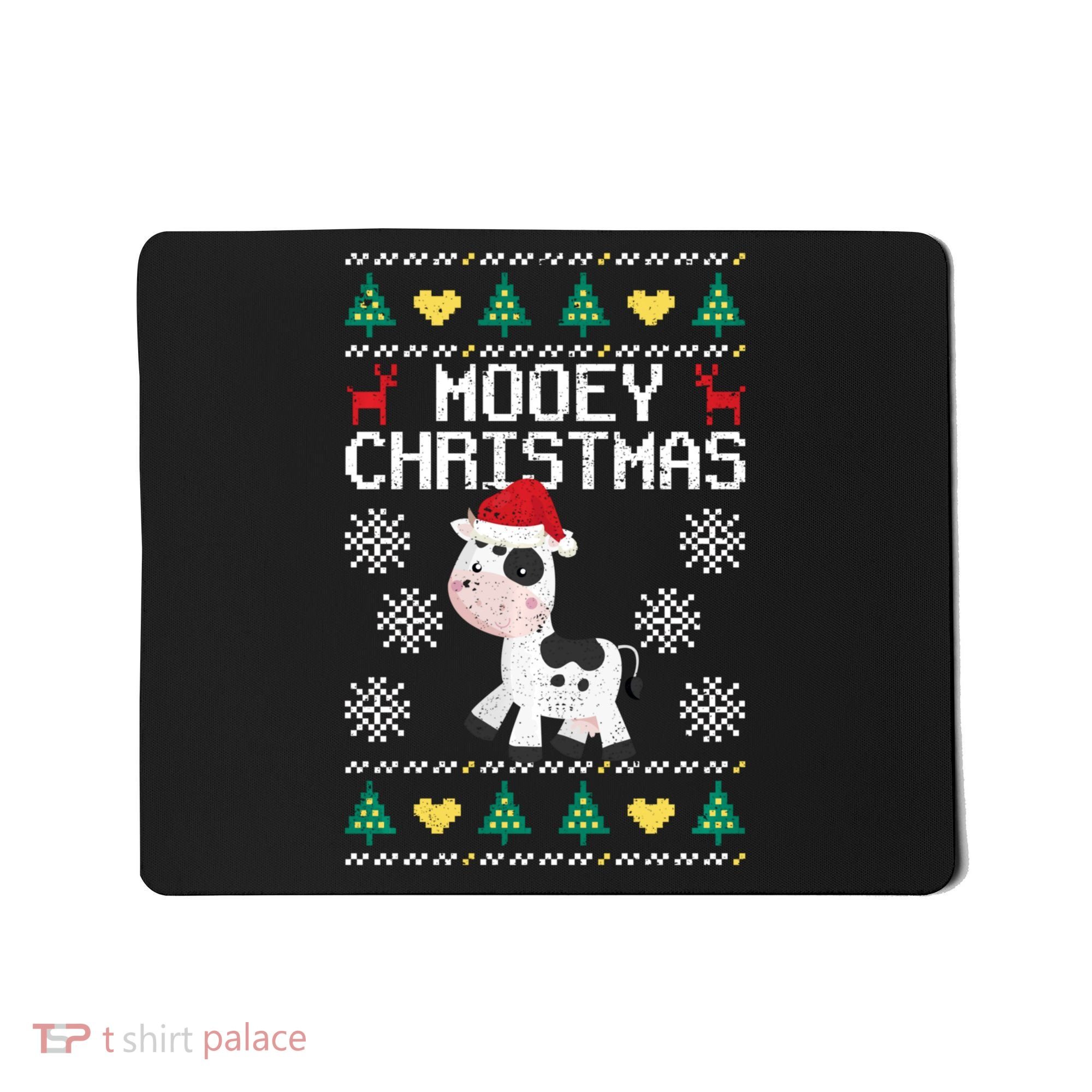 Mooey Christmas Cow Santa Claus Hat Xmas Farmer Animal Mousepad
