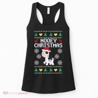 Mooey Christmas Cow Santa Claus Hat Xmas Farmer Animal Women's Tank Top thumb 0