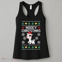 Mooey Christmas Cow Santa Claus Hat Xmas Farmer Animal Women's Tank Top thumb 3