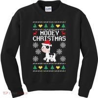 Mooey Christmas Cow Santa Claus Hat Xmas Farmer Animal Kids Sweatshirt thumb 0