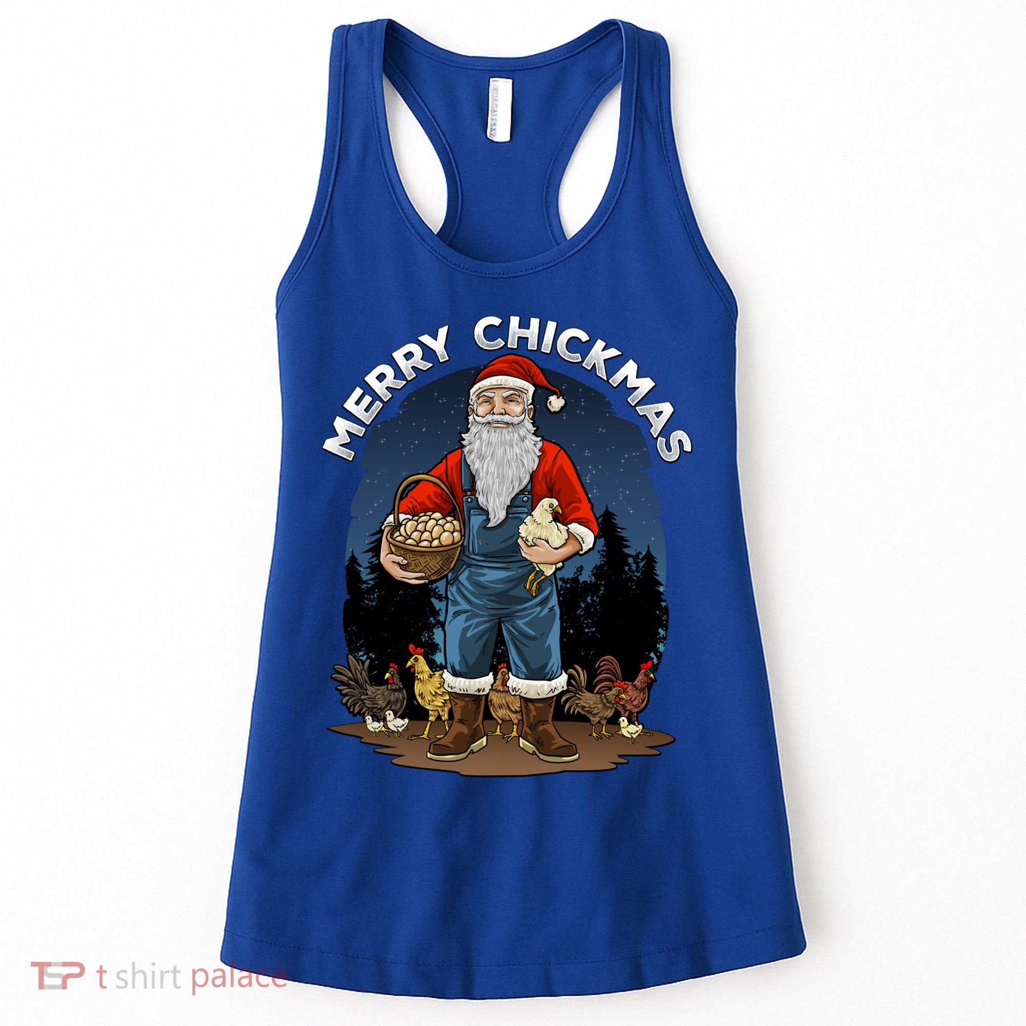 Merry Chickmas Chicken Funny Farmer Farming Christmas Santa Gift Women's Tank Top