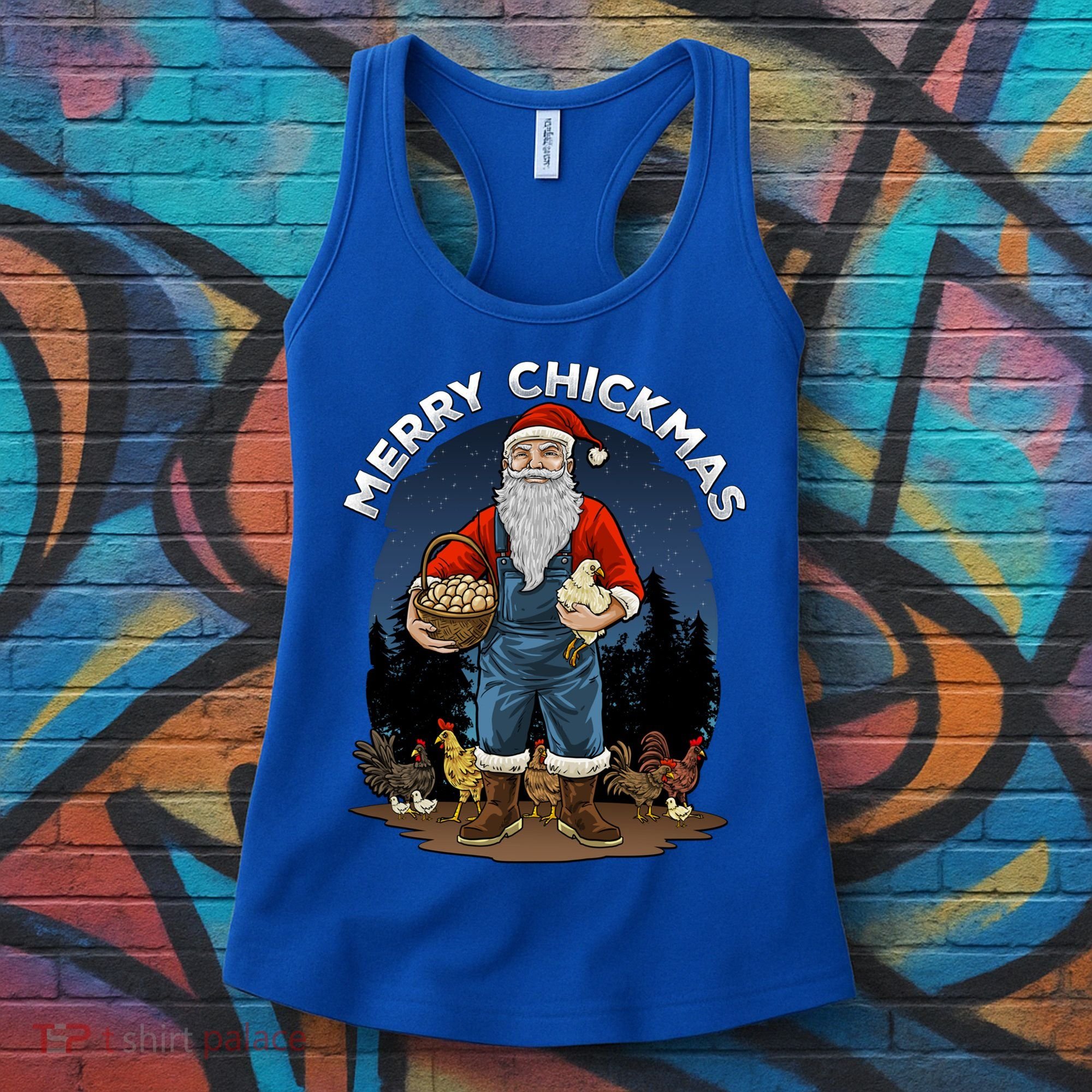 Merry Chickmas Chicken Funny Farmer Farming Christmas Santa Gift Women's Tank Top