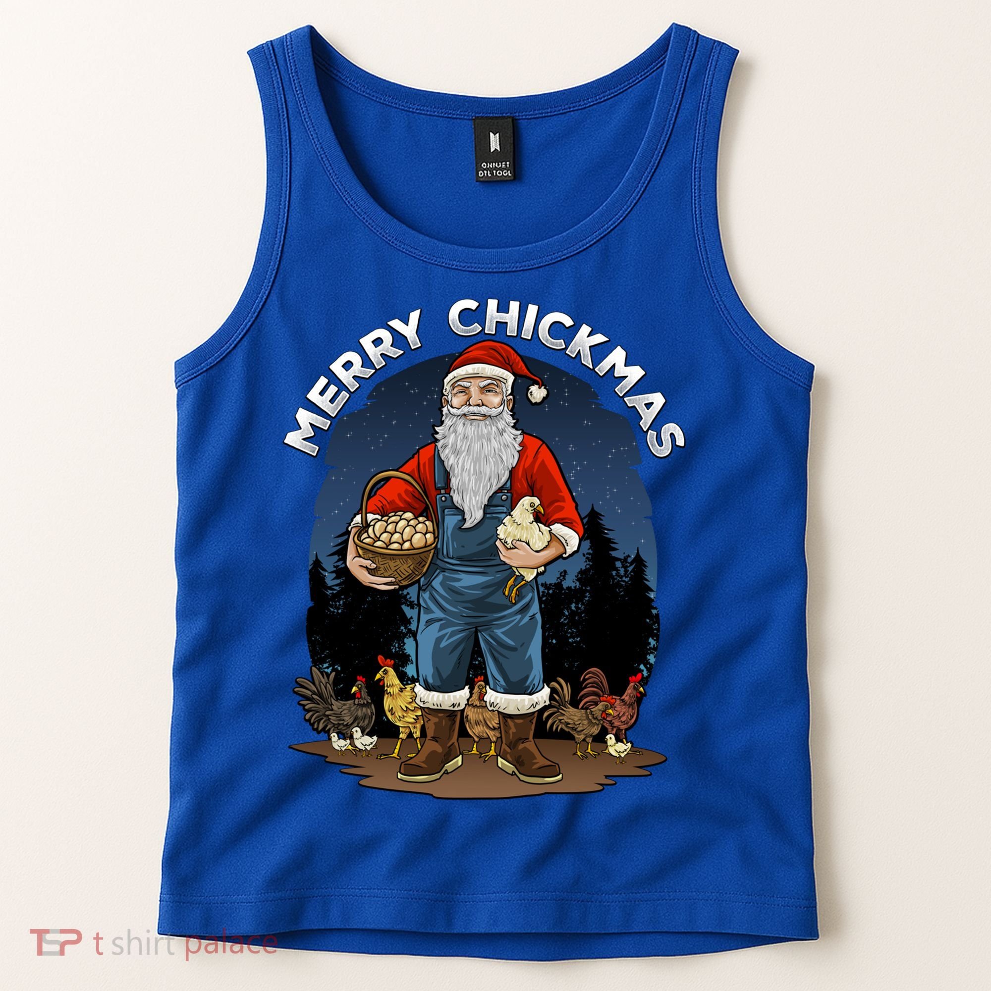 Merry Chickmas Chicken Funny Farmer Farming Christmas Santa Gift Tank Top
