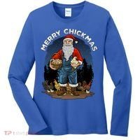 Merry Chickmas Chicken Funny Farmer Farming Christmas Santa Gift Women's Long Sleeve Shirt thumb 0