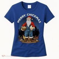 Merry Chickmas Chicken Funny Farmer Farming Christmas Santa Gift Women's T-Shirt thumb 0
