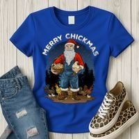 Merry Chickmas Chicken Funny Farmer Farming Christmas Santa Gift Women's T-Shirt thumb 3