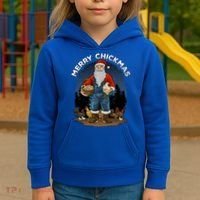Merry Chickmas Chicken Funny Farmer Farming Christmas Santa Gift Kids Hoodie thumb 3