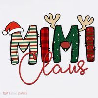 Mimi Claus Christmas Santa Hat Reindeer Grandma Grandkids T-Shirt thumb 7