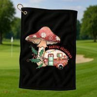 Merry Camper Christmas Gift For Camping Lover Golf Towel thumb 1
