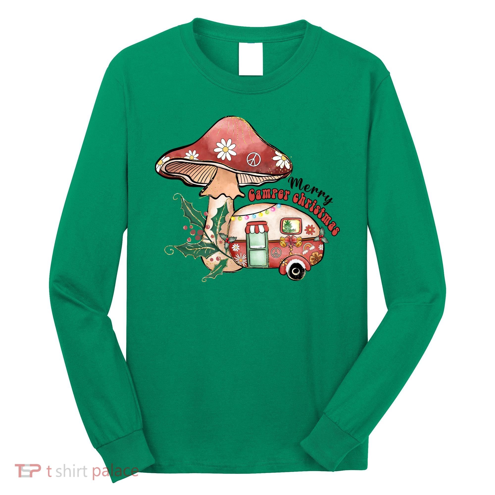 Merry Camper Christmas Gift For Camping Lover Long Sleeve Shirt