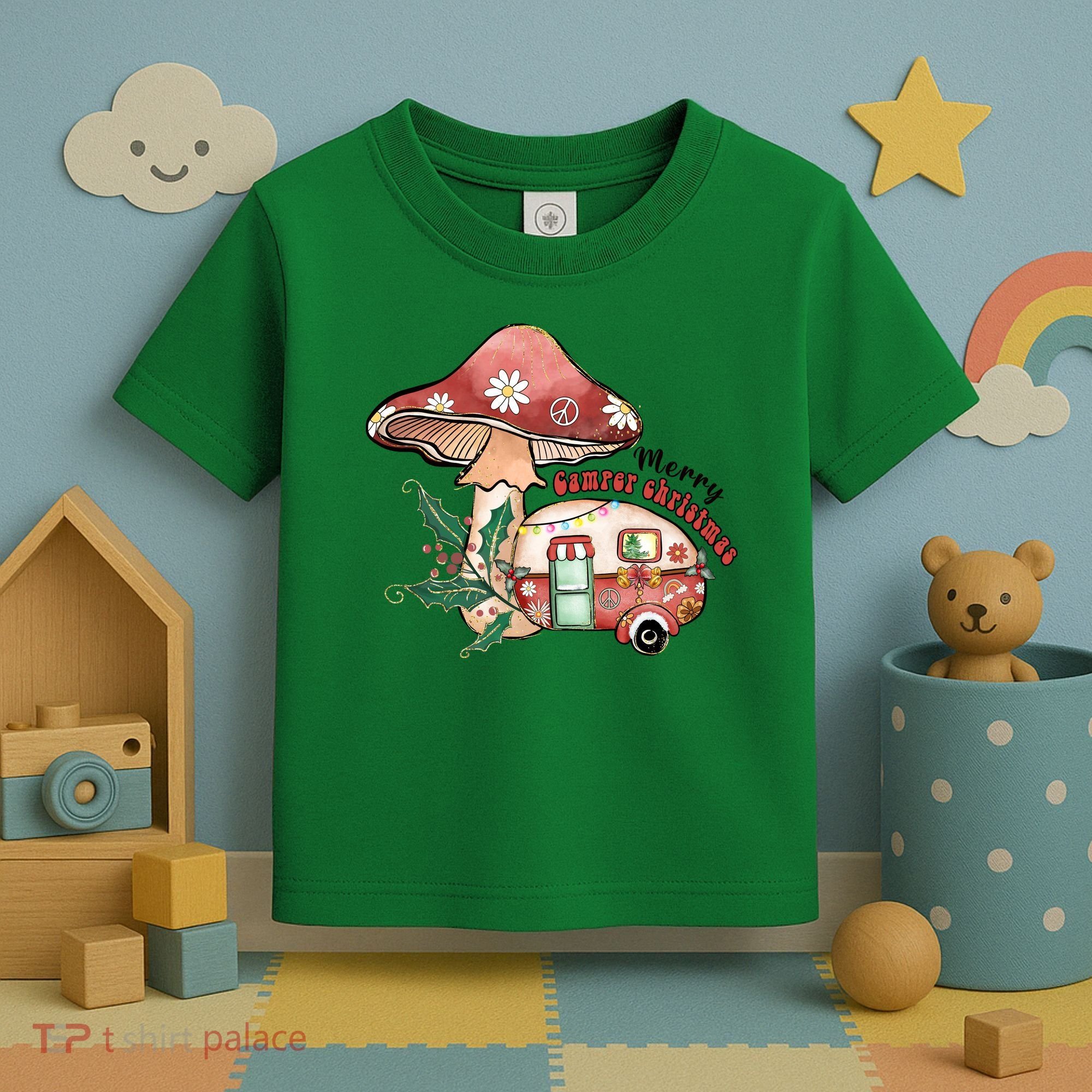 Merry Camper Christmas Gift For Camping Lover Toddler T-Shirt