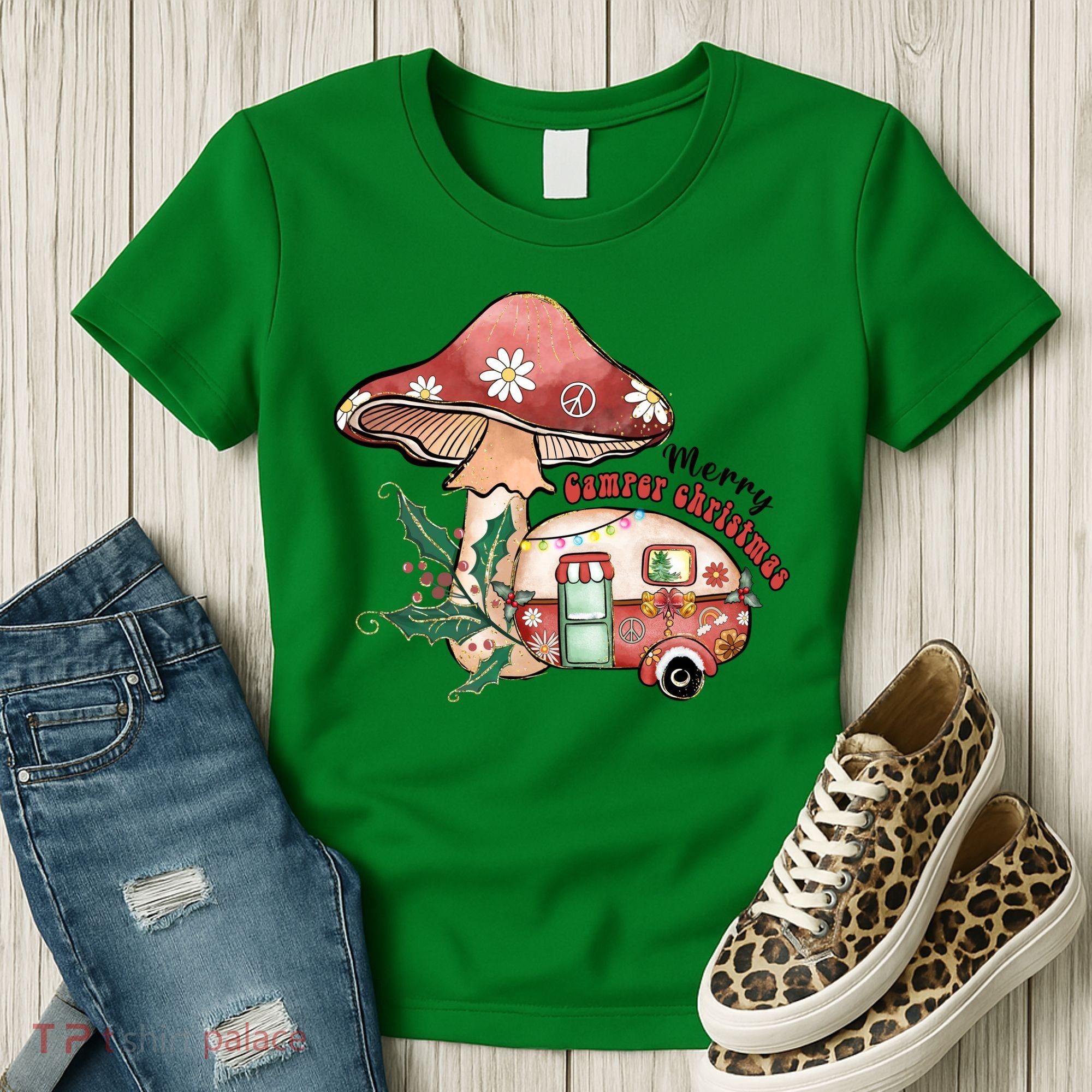 Merry Camper Christmas Gift For Camping Lover Women's T-Shirt