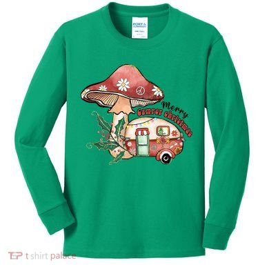 Merry Camper Christmas Gift For Camping Lover Kids Long Sleeve Shirt