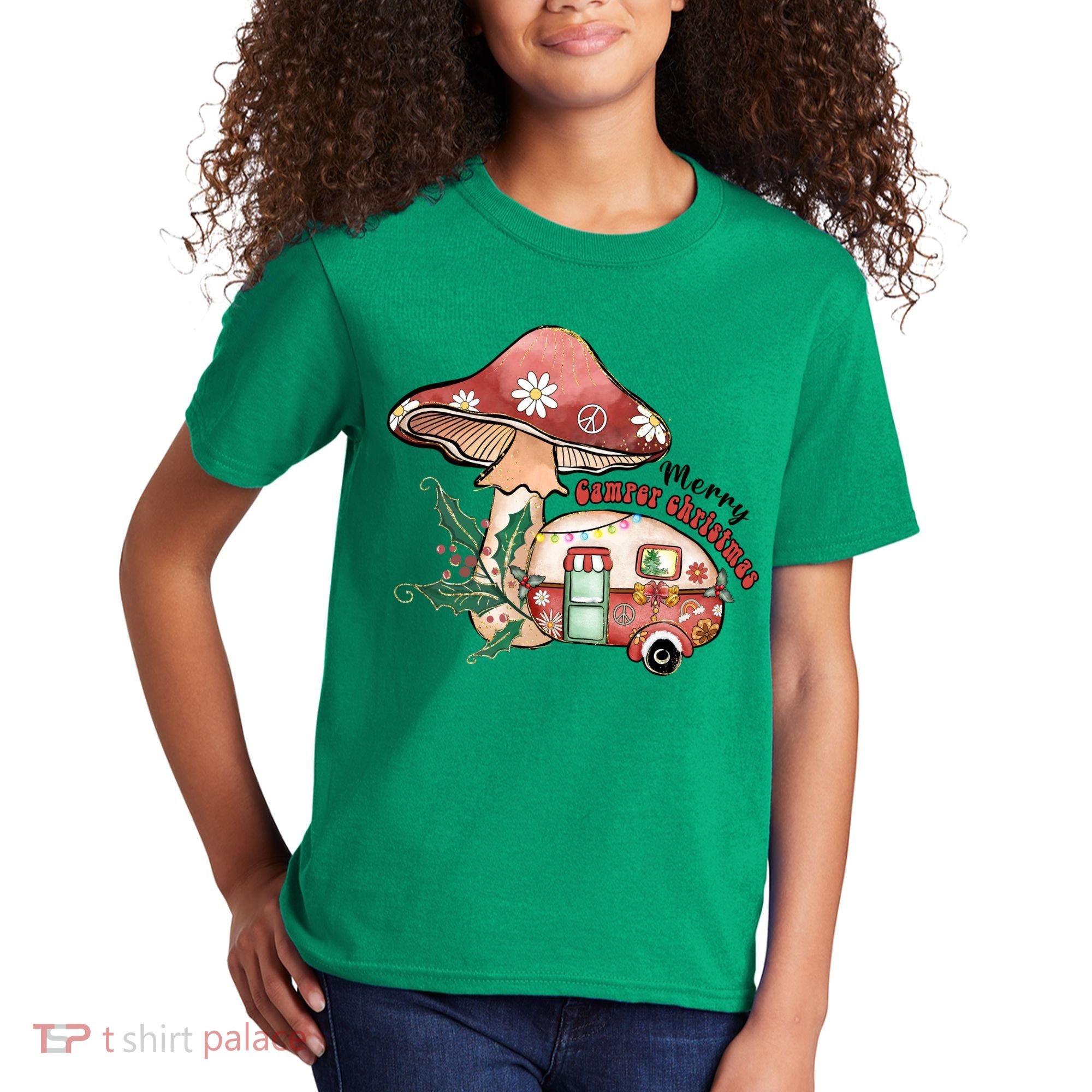 Merry Camper Christmas Gift For Camping Lover Kids T-Shirt