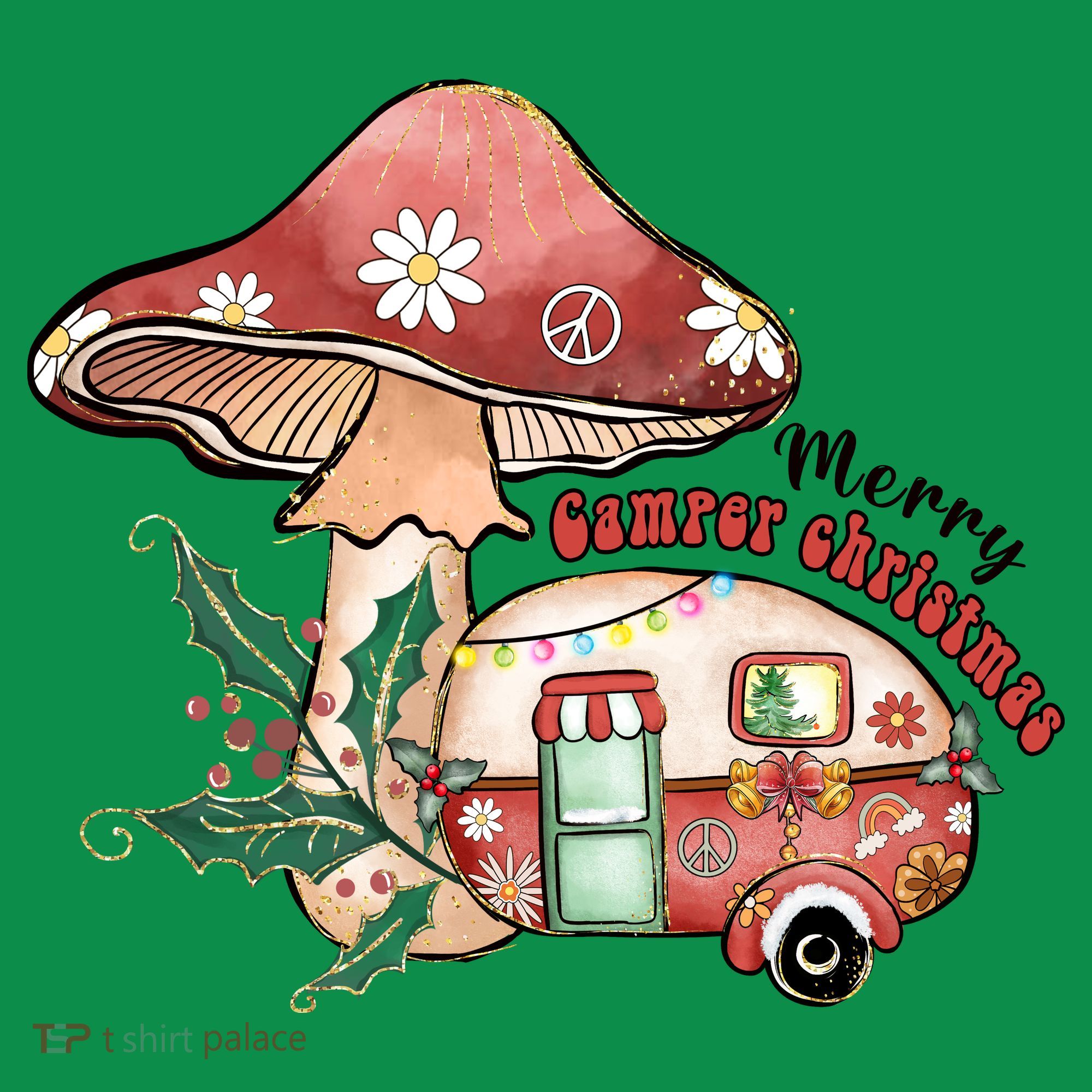 Merry Camper Christmas Gift For Camping Lover Kids T-Shirt