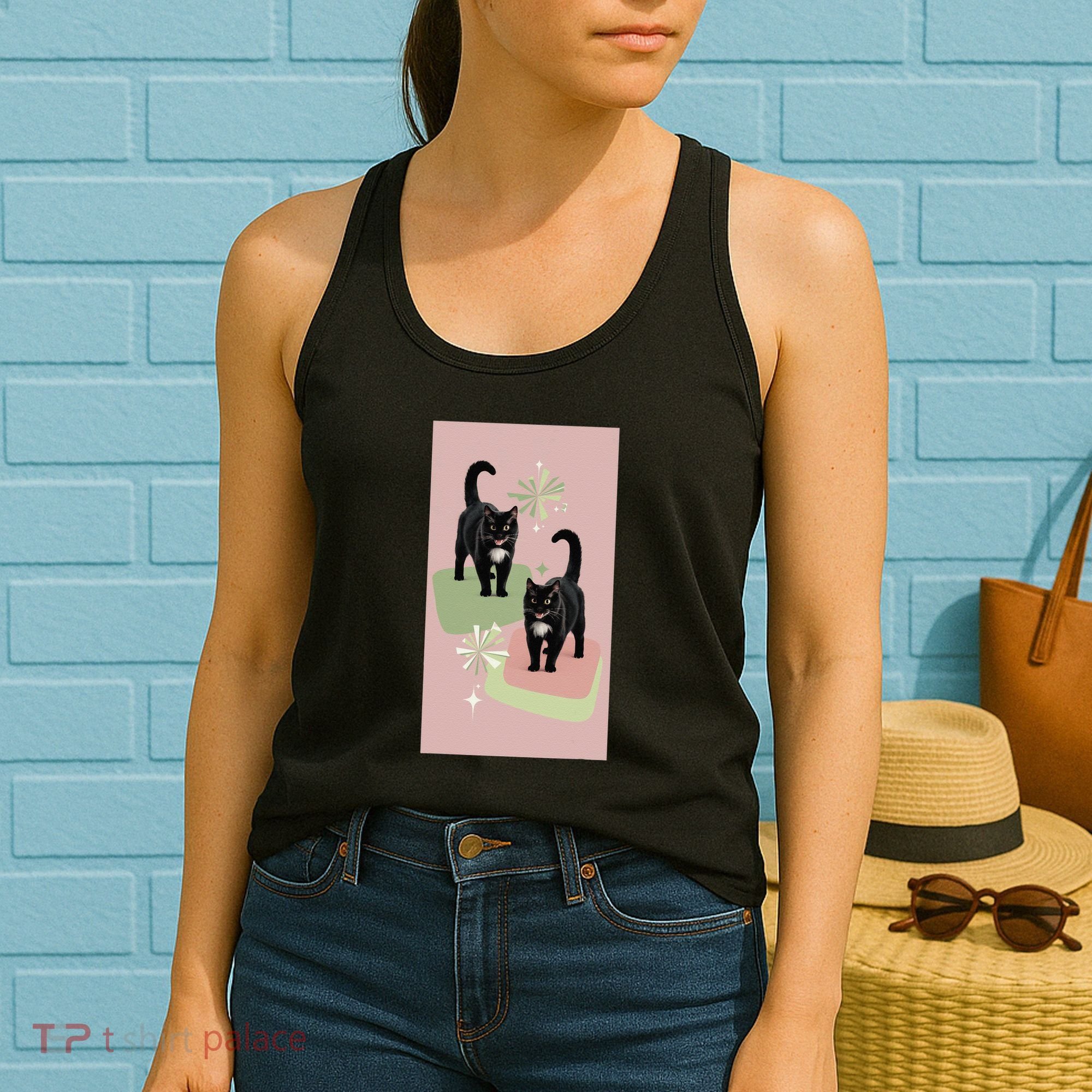 Mid Century Cats Atomic Cat Retro Pin.K 50s 60s Women's Tank Top