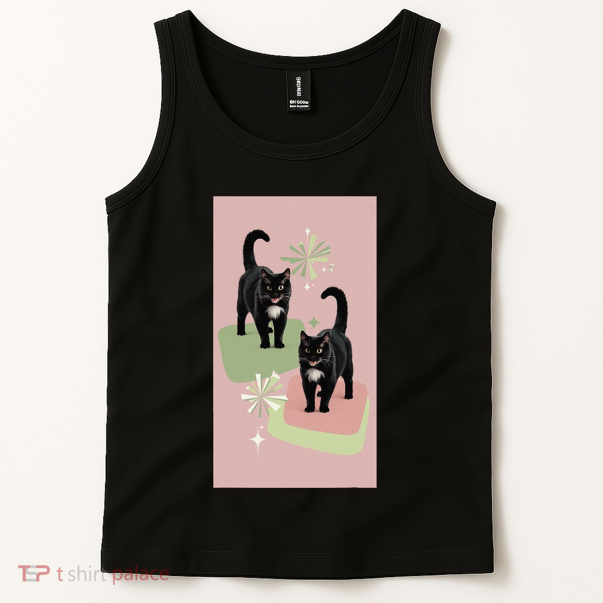 Mid Century Cats Atomic Cat Retro Pin.K 50s 60s Tank Top