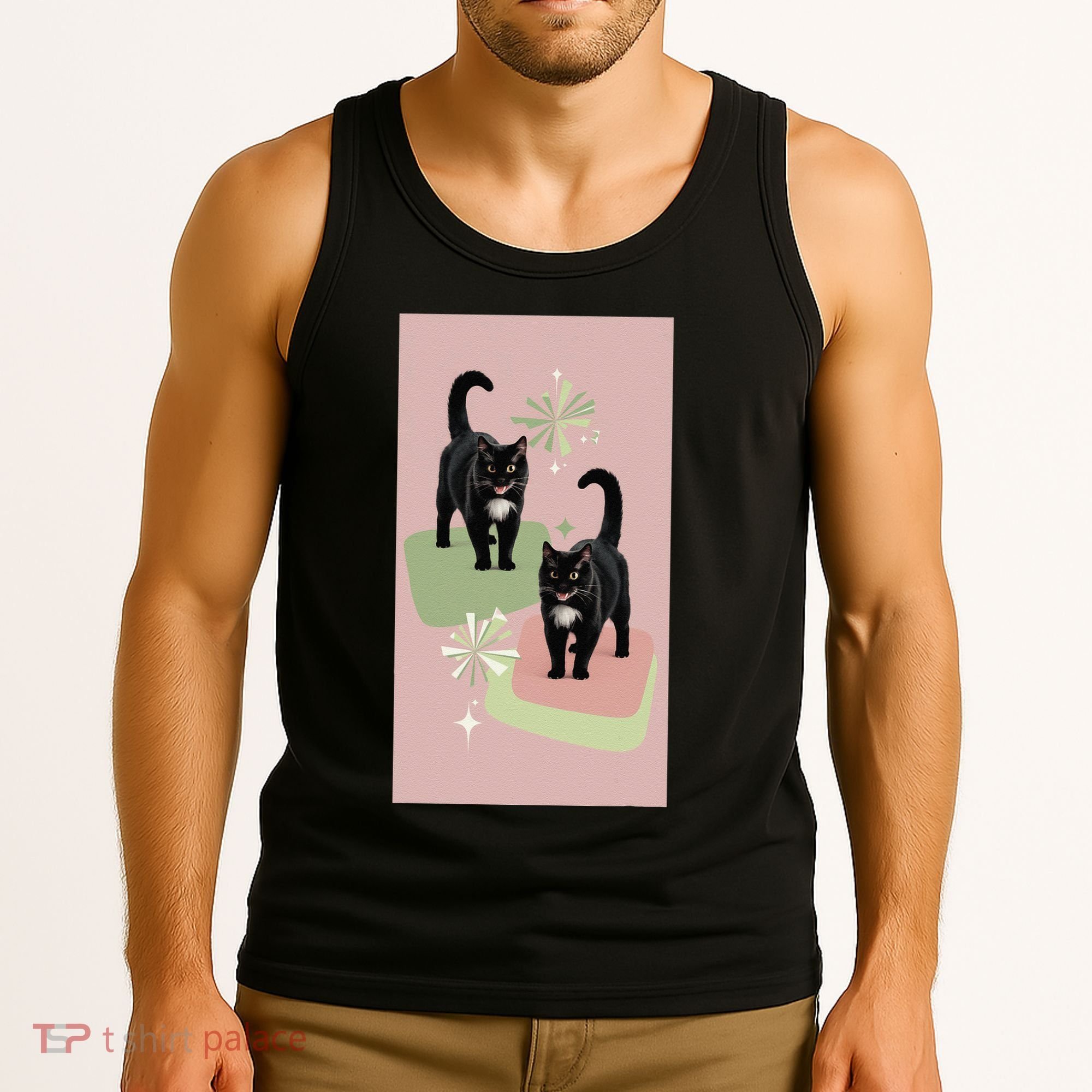 Mid Century Cats Atomic Cat Retro Pin.K 50s 60s Tank Top