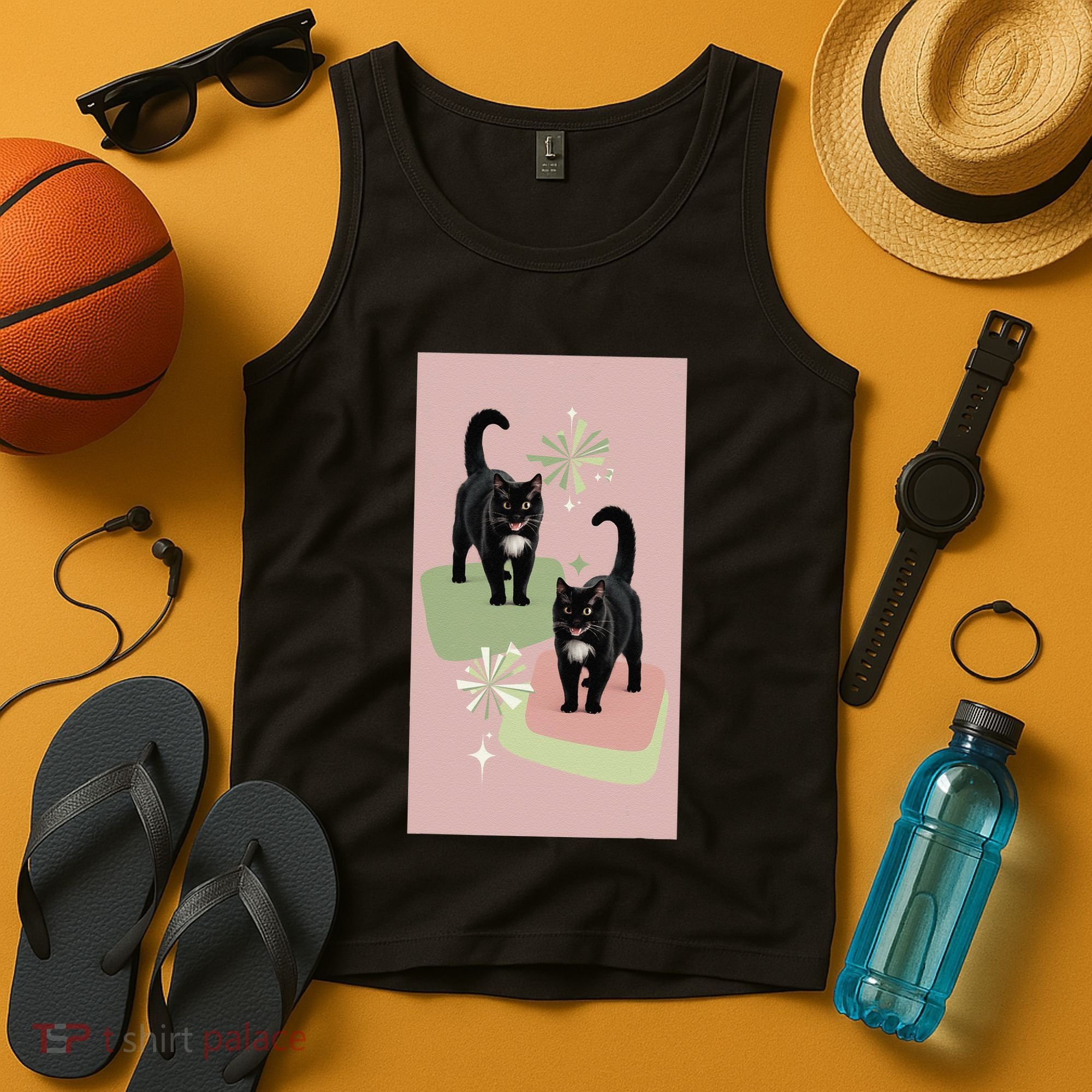 Mid Century Cats Atomic Cat Retro Pin.K 50s 60s Tank Top
